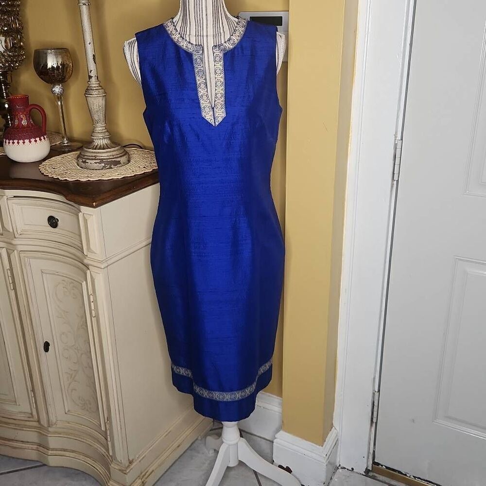 Spencer Jeremy 100% silk royal blue dress women's size 6
